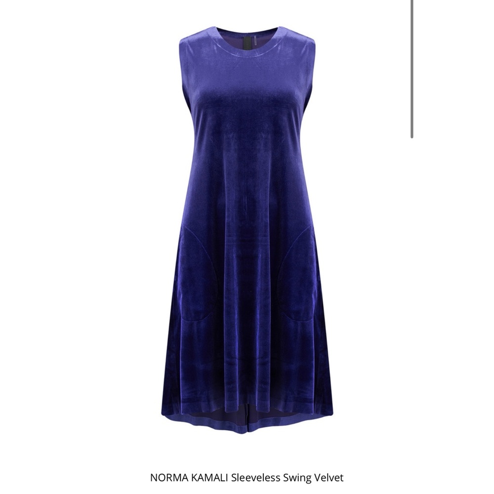 NWT Norma Kamali Purple Velvet Sleeveless Swing Dress size M